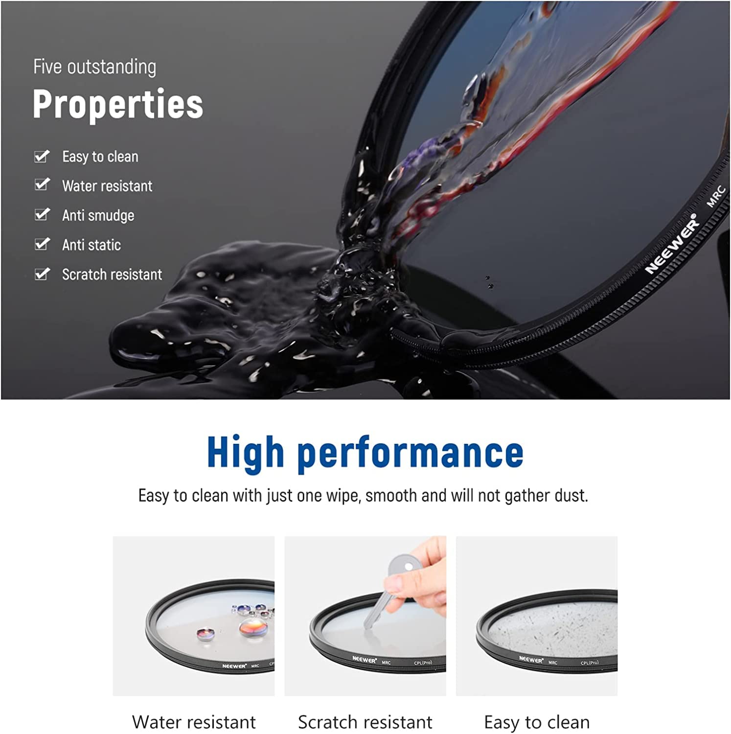 Foto 6 | Filtro Polarizador Neewer De 55 Mm, 30 Capas, Multirresistente - Venta Internacional.