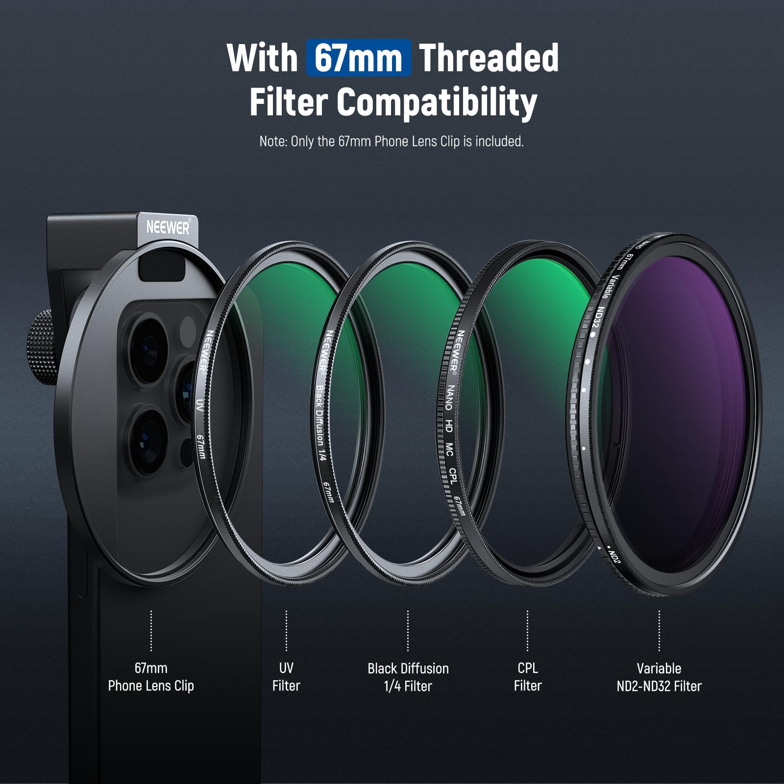 Foto 6 | Clip De Montaje Para Filtro De Teléfono Neewer Actualizado De 67 Mm La006 - Venta Internacional.