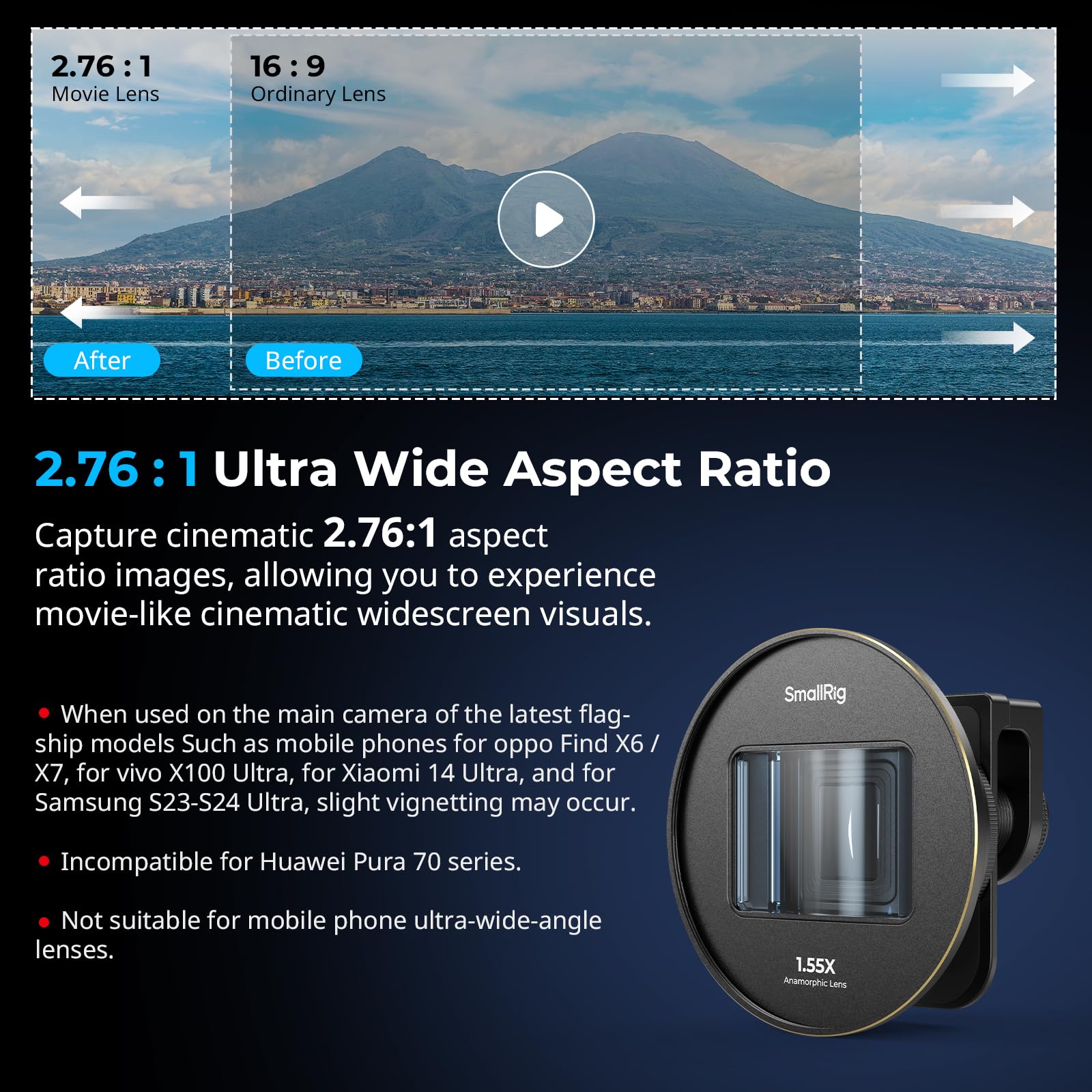 Foto 4 pulgar | Lente Anamórfica Smallrig 1.55xt Para Teléfono Con Soporte En T - Venta Internacional.