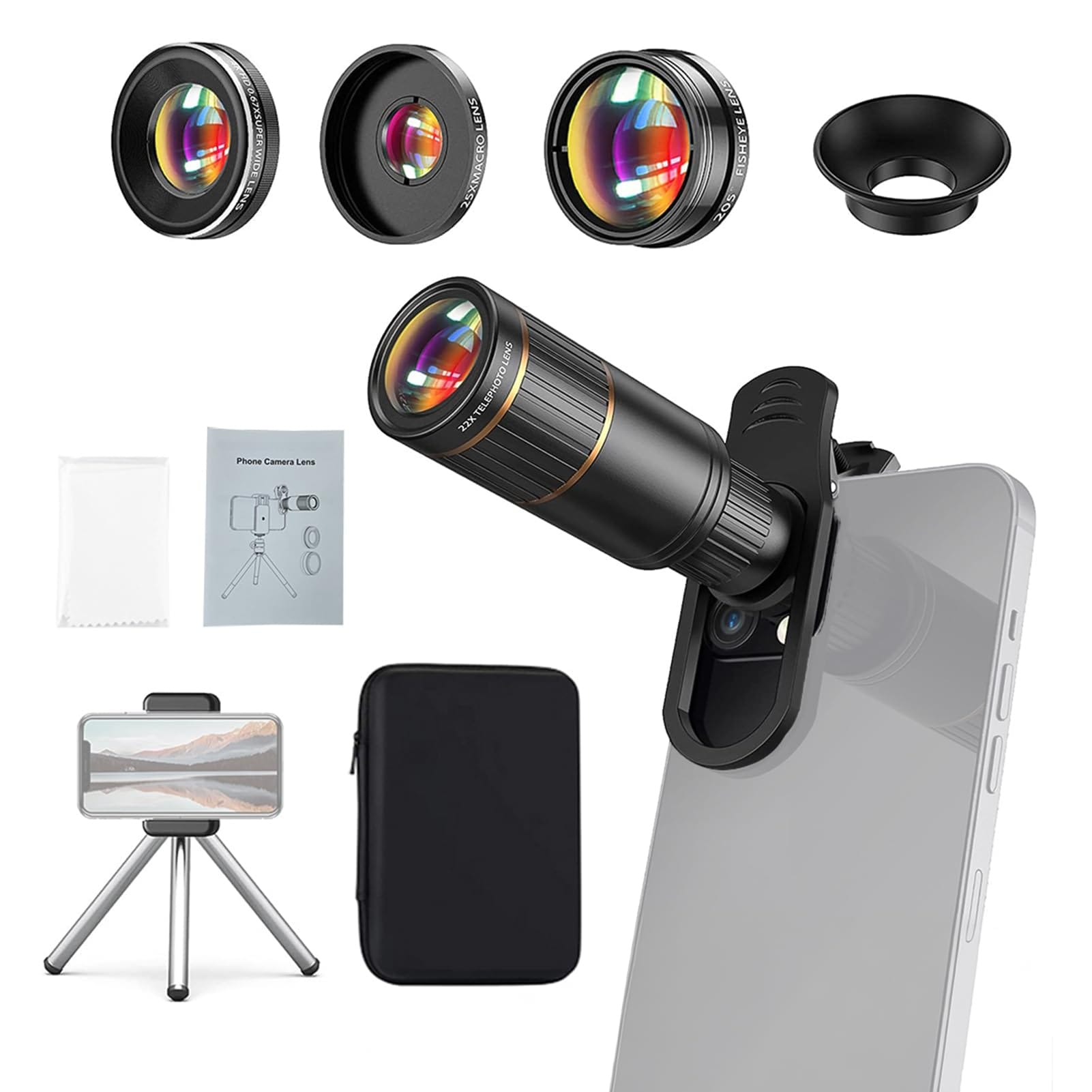 Kit De Lentes Para Teléfono Andoer 4 En 1 Con Teleobjetivo Gran Angular 22x - Venta Internacional. $1,078