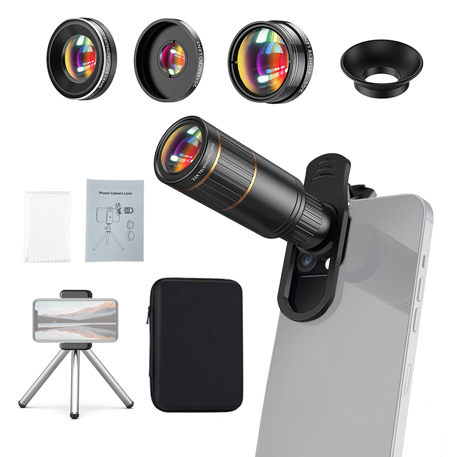 Foto 1 | Kit De Lentes Para Teléfono Andoer 4 En 1 Con Teleobjetivo Gran Angular 22x - Venta Internacional.