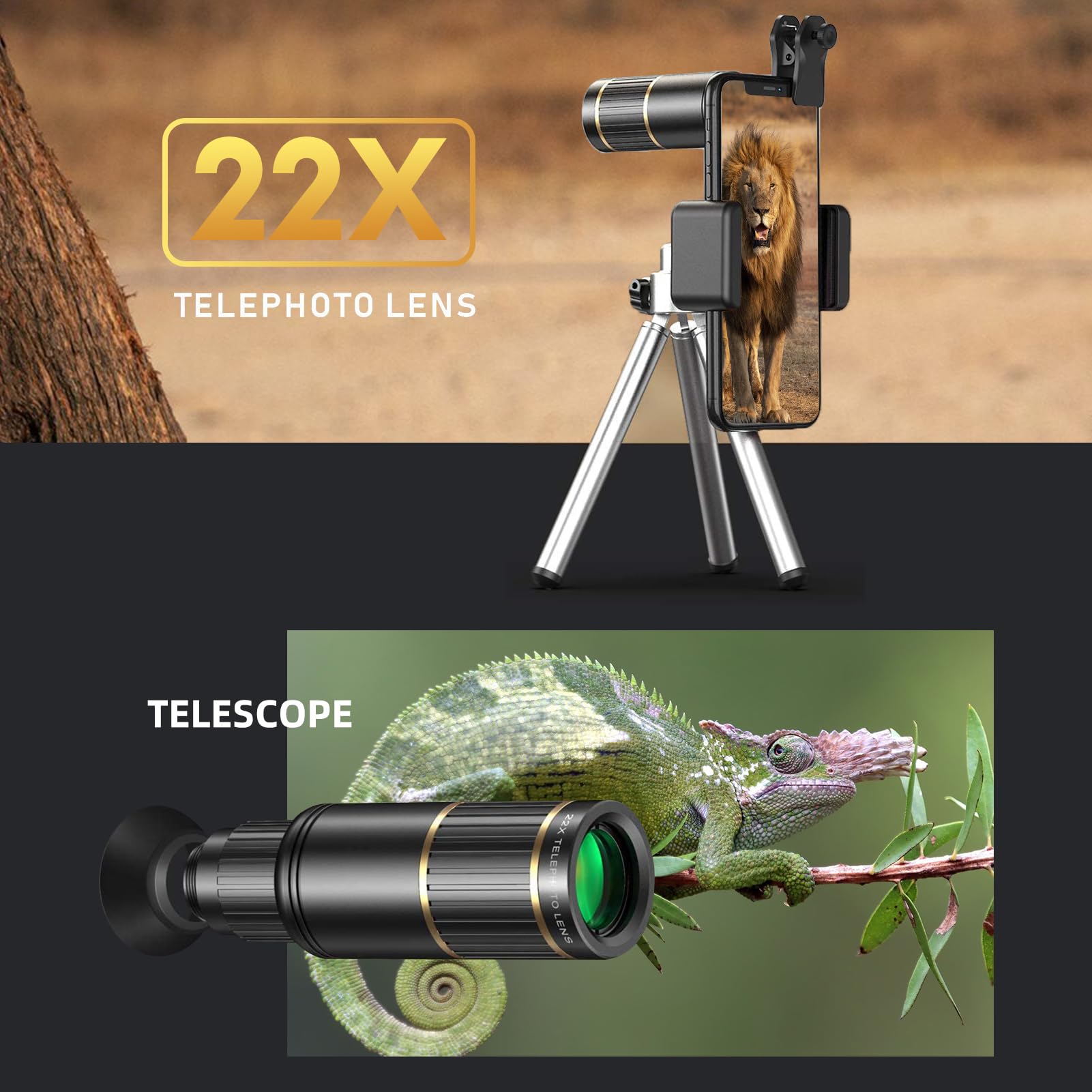 Foto 3 | Kit De Lentes Para Teléfono Andoer 4 En 1 Con Teleobjetivo Gran Angular 22x - Venta Internacional.