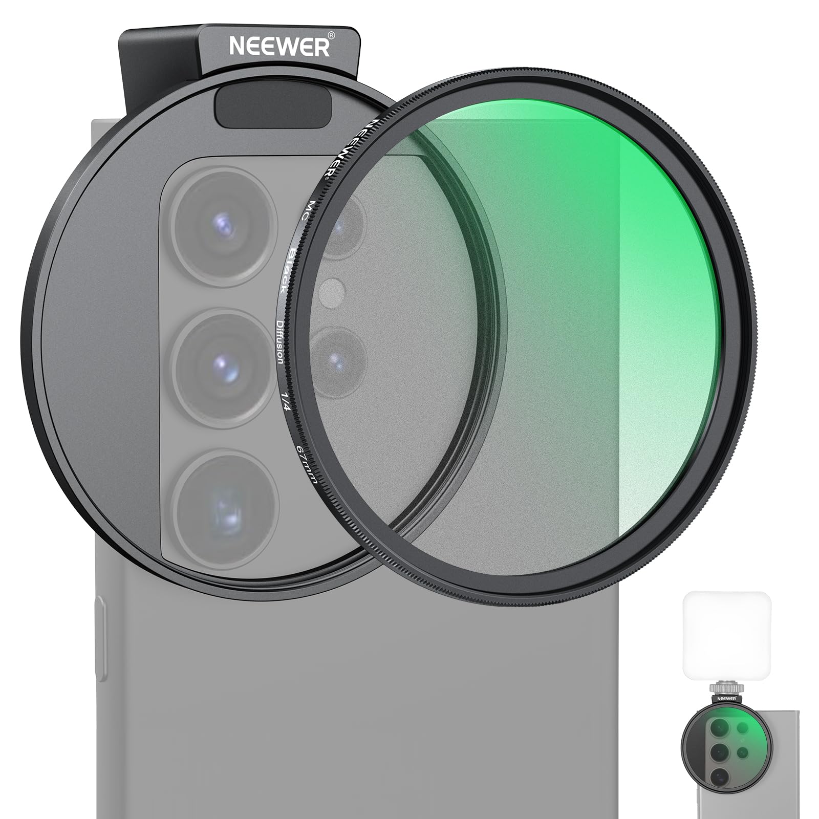 Foto 1 | Filtro De Difusión Neewer, 67 Mm, 1/4, Negro Con Clip Para Teléfono Cold Shoe - Venta Internacional.