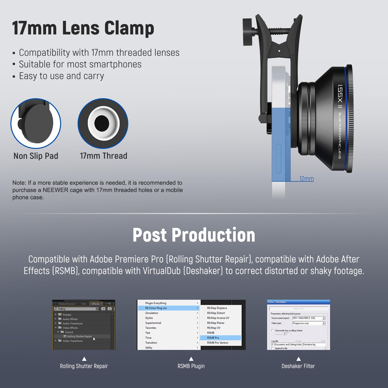 Foto 6 pulgar | Lente Anamórfica Para Teléfono Neewer Pro 1.55x Con Blue Flare Ls-43 Pro - Venta Internacional.