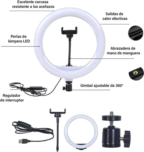 Foto 3 pulgar | Aro De Luz Led Con 3 Modos De Luz Y 10 Niveles De Brillo