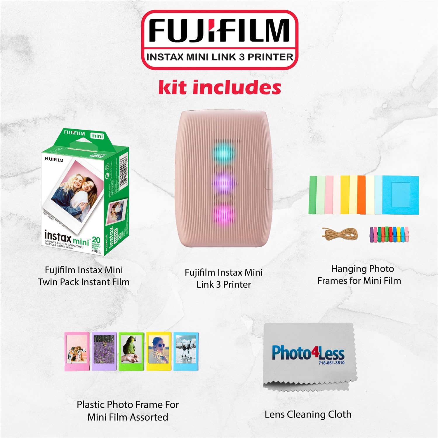 Foto 3 pulgar | Impresora Para Smartphone Fujifilm Instax Mini Link 3 Con Película Y Marco - Venta Internacional.