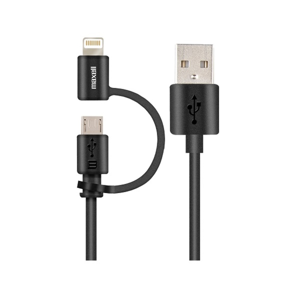 Cable Maxell Micro USB Con Adaptador para Lightning 2 en 1 color Negro 347444