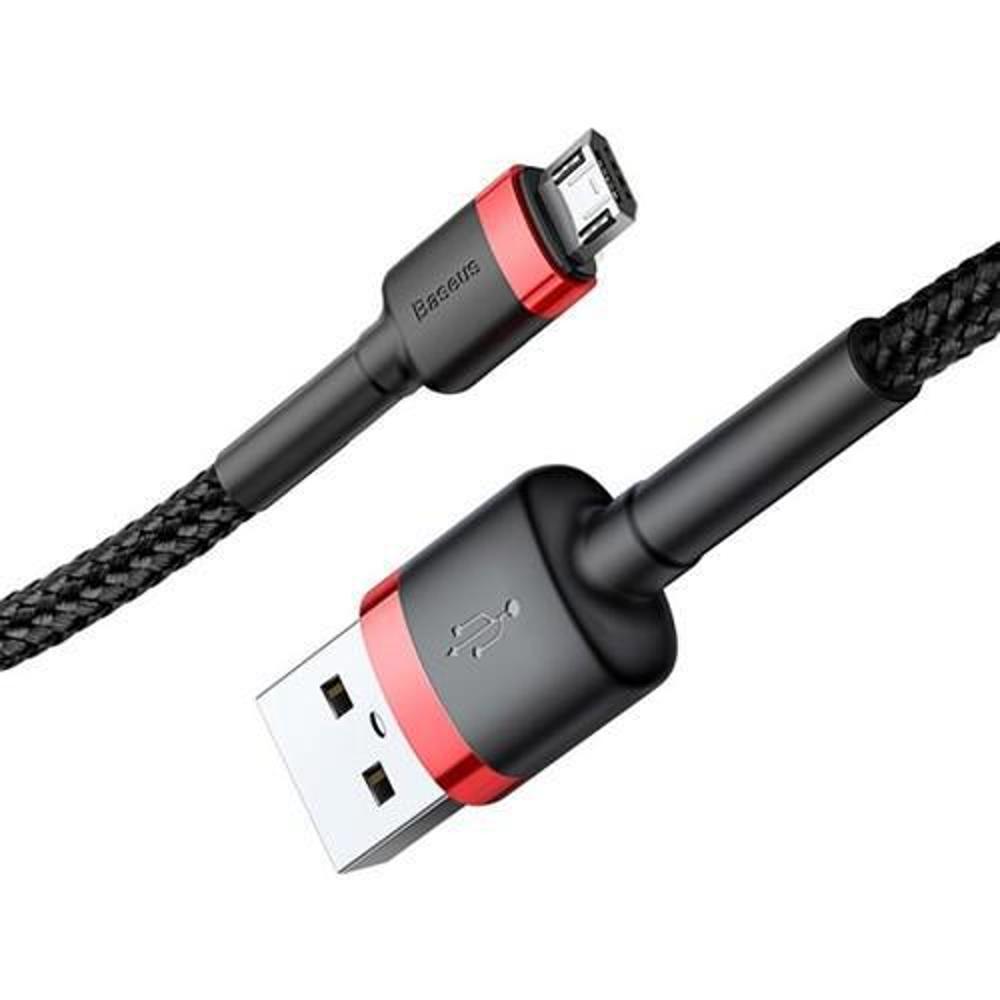 Micro Cable Reforzado Baseus color Negro de Carga Rápida para Uso Rudo de 3 m