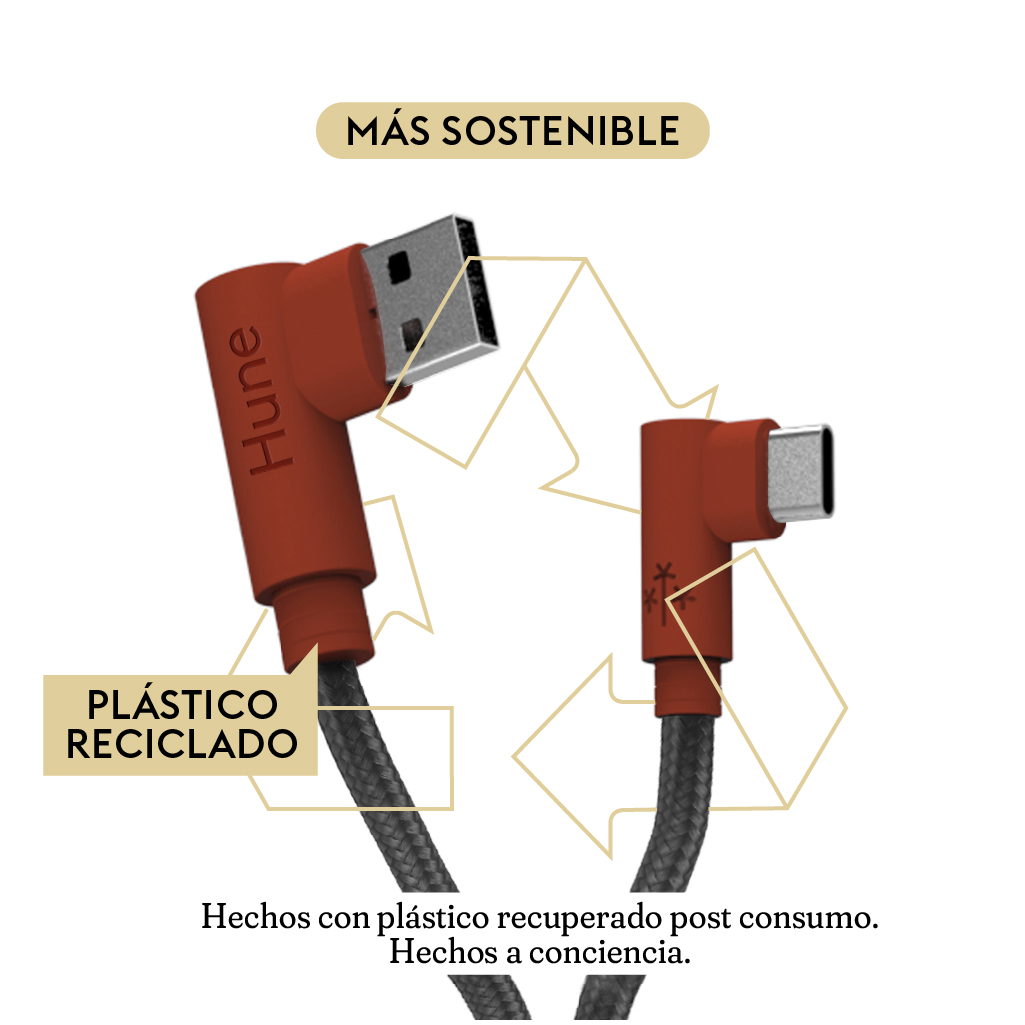 Foto 3 | Cable Tipo C Hune Hiedra color Marrón Sustentable Carga Rápida y Datos