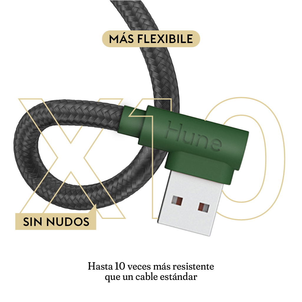 Foto 3 | Cable Tipo C Hune Hiedra color Verde Sustentable Carga Rápida y Datos