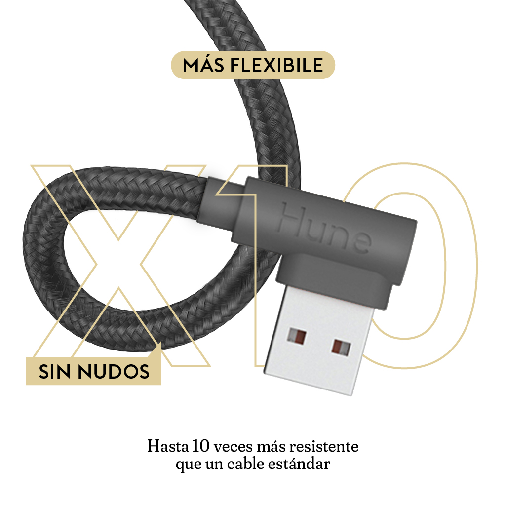 Foto 2 | Cable Lightning Hune Hiedra color Gris Sustentable 90 Grados Compatible con iPhone