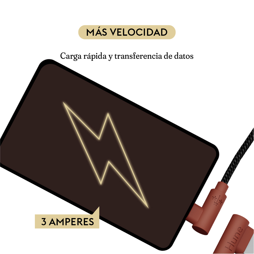 Foto 3 pulgar | Cable Micro Usb Hune Hiedra color Marrón Sustentable Carga Rápida y Datos