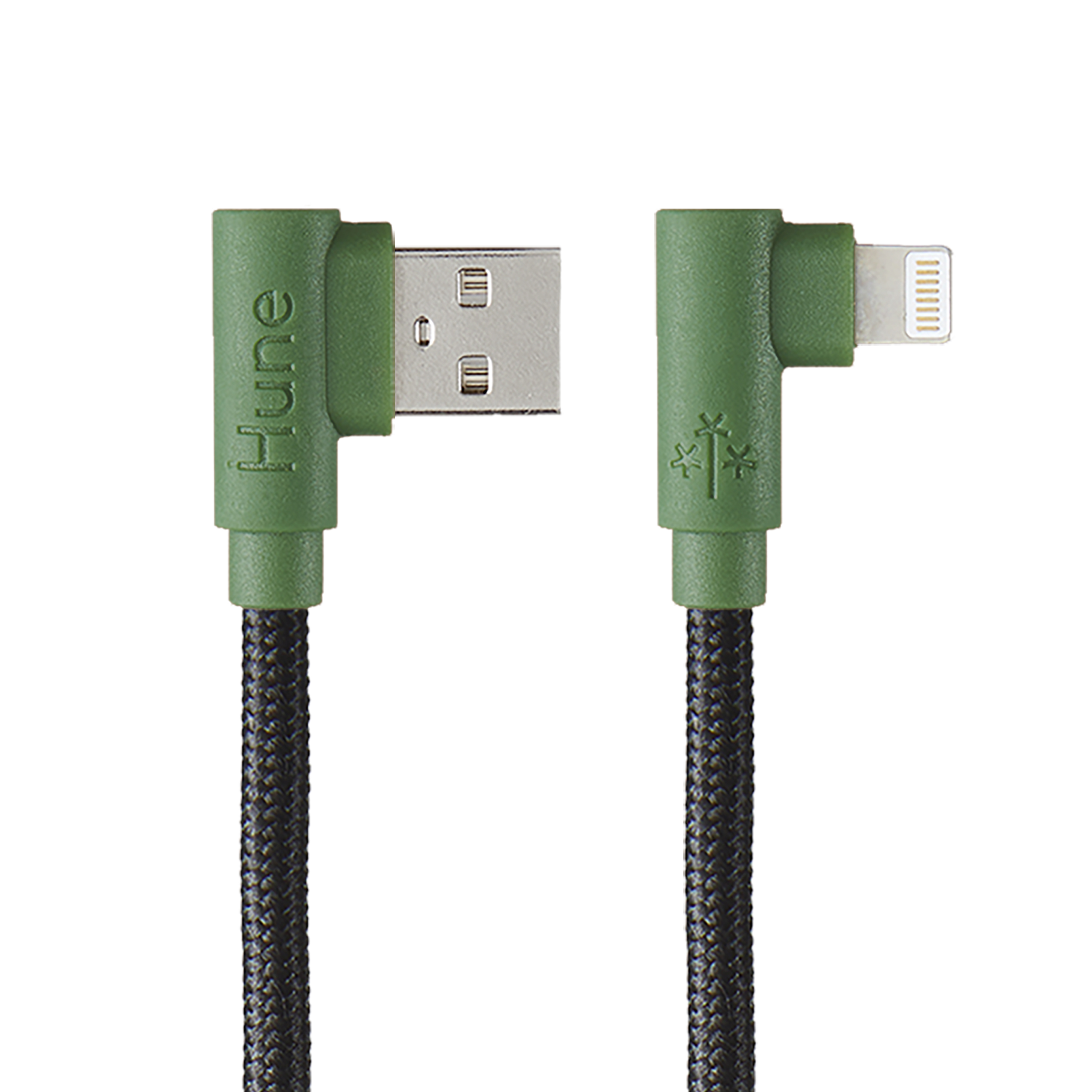 Foto 2 pulgar | Cable Lightning Hune Hiedra color Verde Sustentable 90 Grados Compatible con iPhone