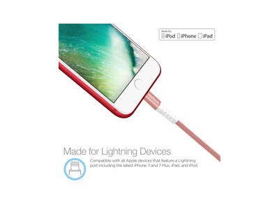 Foto 2 | Cable Lightning Naztech color Oro Rosa de 1.2 m