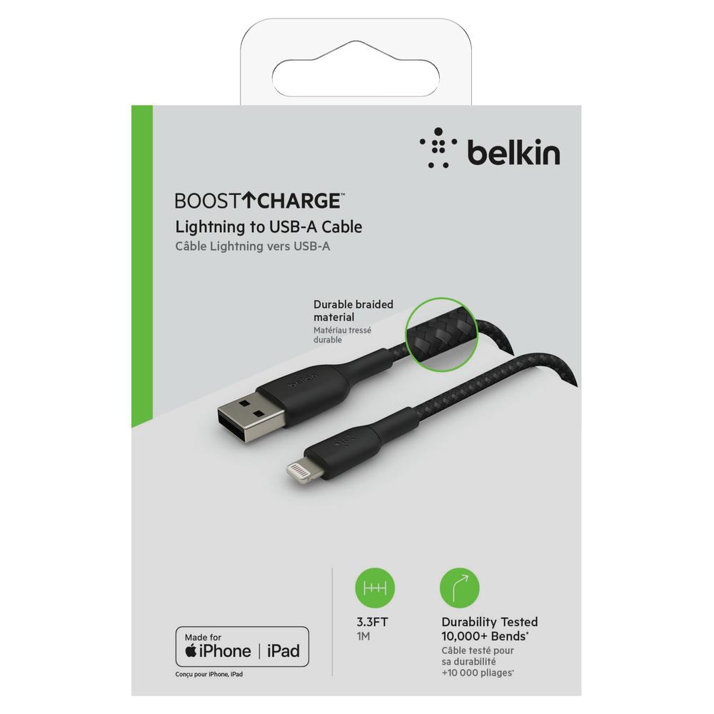 Foto 7 pulgar | Cable Trenzado Lightning Negro Metálico Para Iphone - Belkin