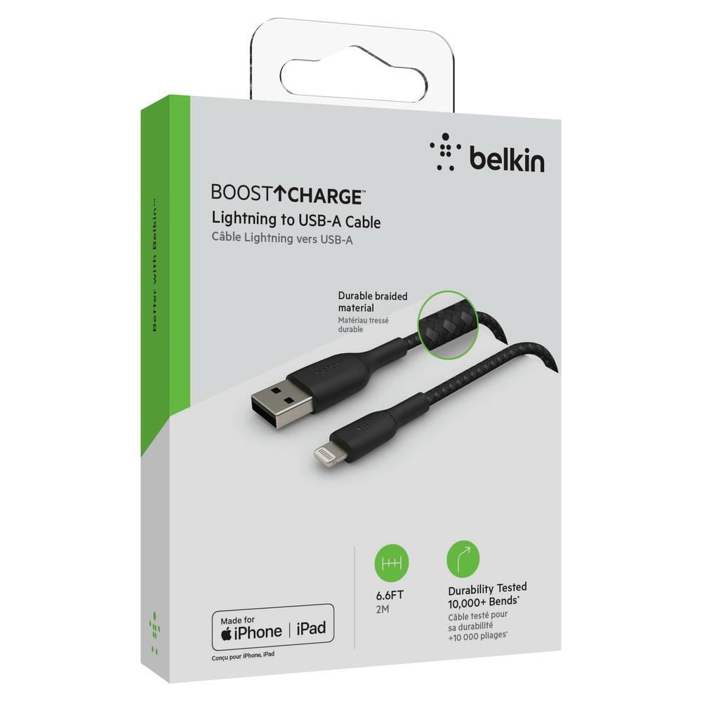 Foto 8 pulgar | Cable Trenzado Lightning Negro Metálico Para Iphone - Belkin