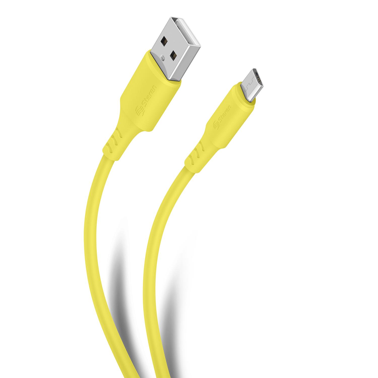 Foto 2 pulgar | Cable USB a Micro USB Steren USB-352AM color Amarillo de 2 m