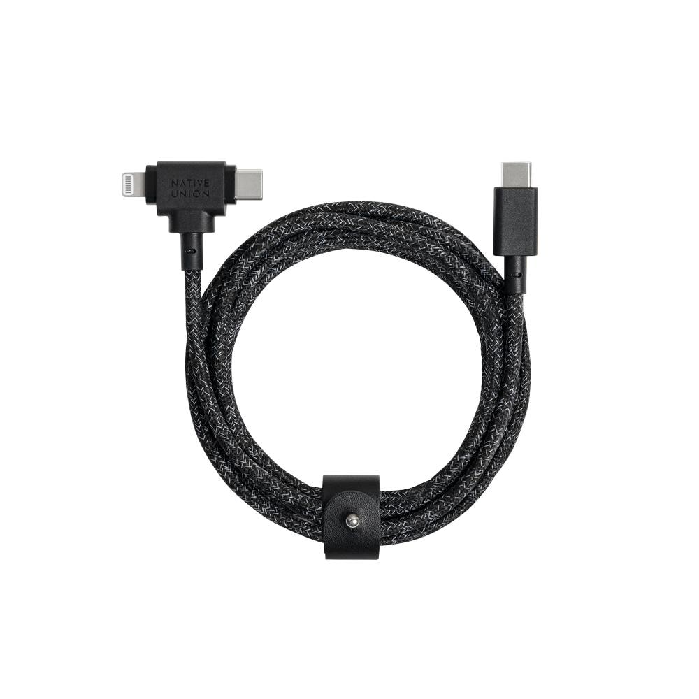 Belt Duo Cable Dos en Uno Trenzado Native Union Reciclado de 1,5 M color Negro $1,159