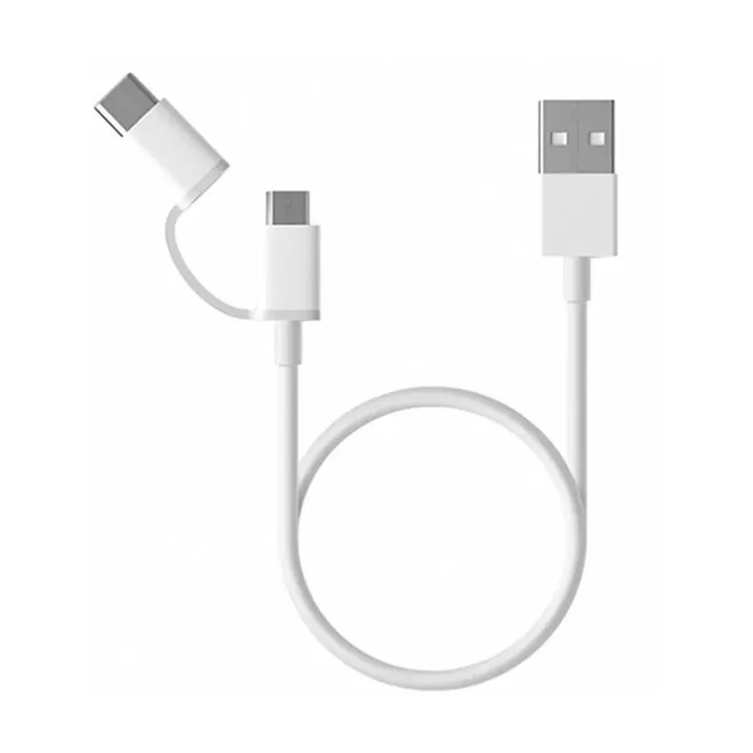 Cable 2 en 1 Xiaomi Usb A Tipo C y Micro Usb 100 cm color Blanco