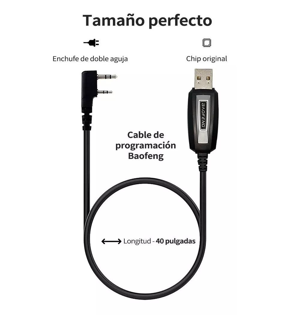 Foto 3 pulgar | Cable USB BELUG para Radios Kenwood Uv 5r F9 Uv 82 Bf-888s 1 m Negro