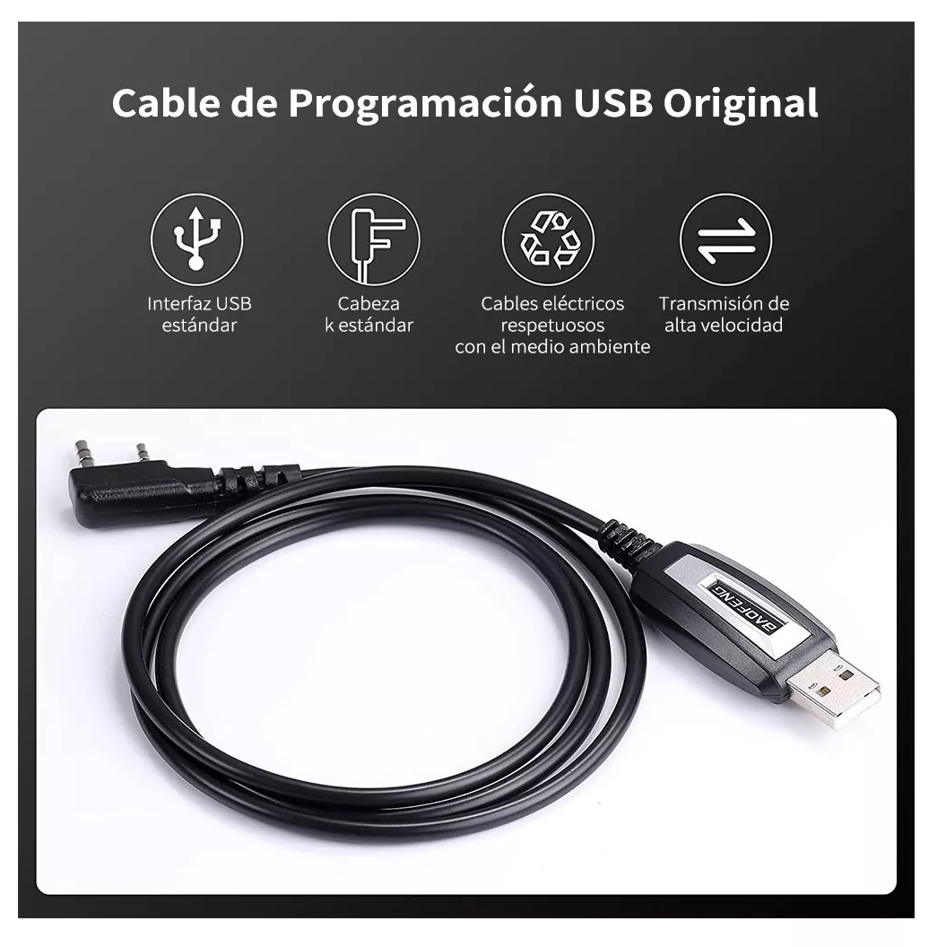 Foto 5 pulgar | Cable USB BELUG para Radios Kenwood Uv 5r F9 Uv 82 Bf-888s 1 m Negro