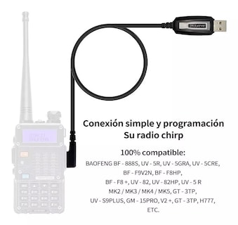 Foto 6 | Cable USB BELUG para Radios Kenwood Uv 5r F9 Uv 82 Bf-888s 1 m Negro