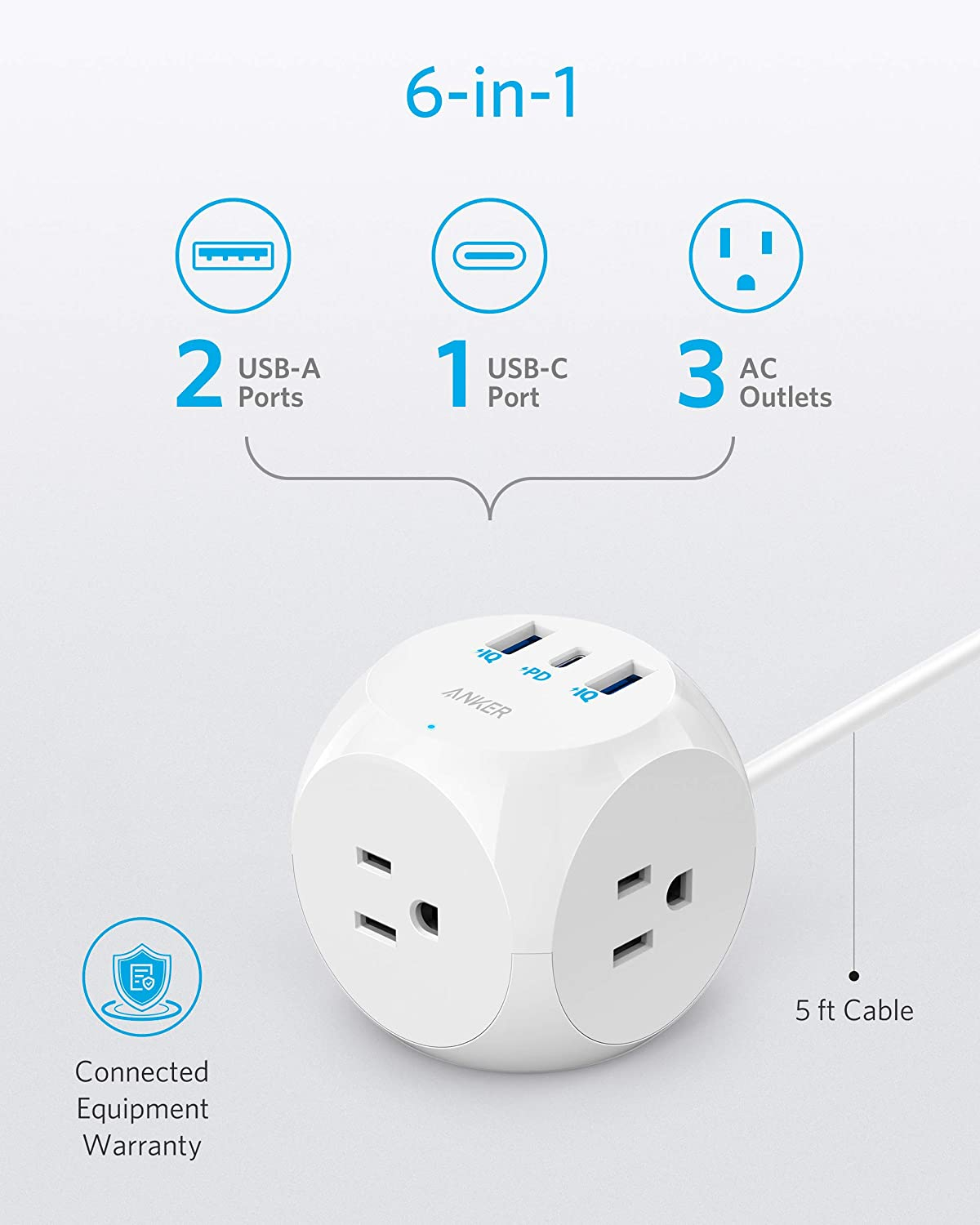 Foto 3 pulgar | Venta Internacional - Tira Usb-c Anker, Powerextend 3 Salidas, 30w Carga Rápida Iphone 12