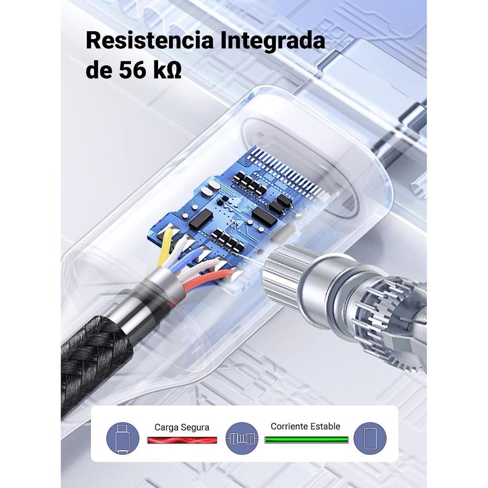 Foto 4 pulgar | Cable Datos Ugreen USB-A a USB-C 2M Trenzado Universal color Gris