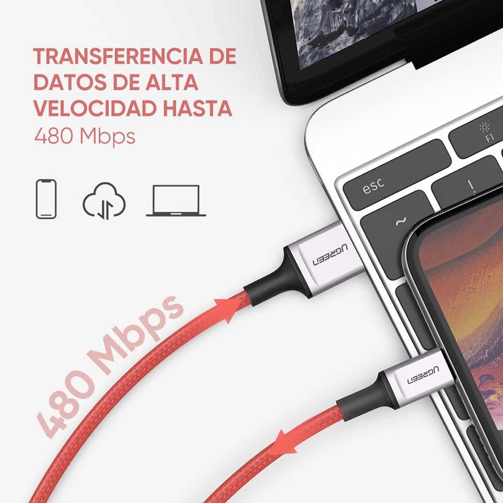 Foto 4 pulgar | Cable Datos Ugreen USB-A a Lightning 1M color Rojo Certificado para iPhone y iPad