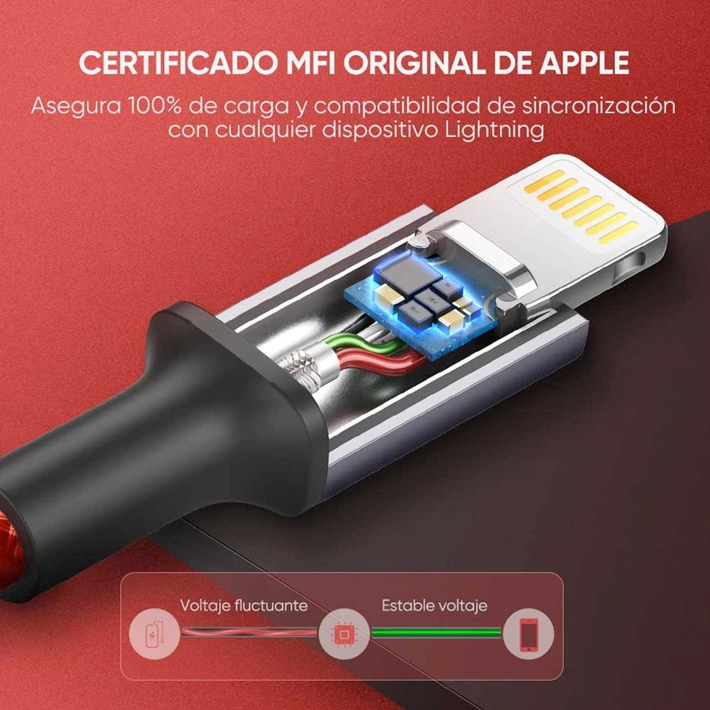 Foto 5 pulgar | Cable Datos Ugreen USB-A a Lightning 1M color Rojo Certificado para iPhone y iPad