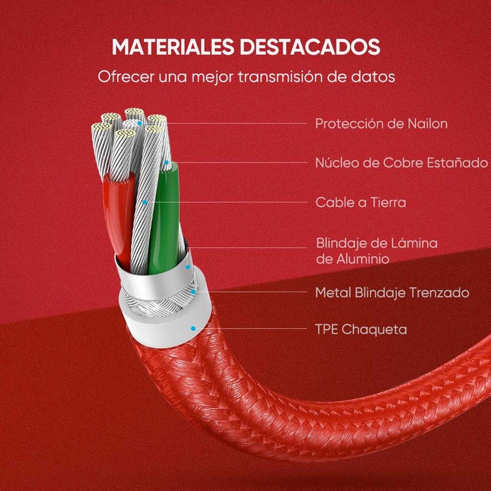 Foto 7 pulgar | Cable Datos Ugreen USB-A a Lightning 1M color Rojo Certificado para iPhone y iPad