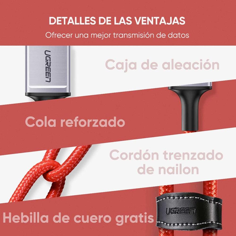 Foto 8 pulgar | Cable Datos Ugreen USB-A a Lightning 1M color Rojo Certificado para iPhone y iPad