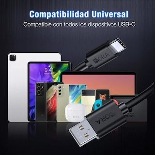 Foto 3 | Cable Usb 2.0 Entrada Usb Salida Tipo C 2m 1hora Cab185 Negro