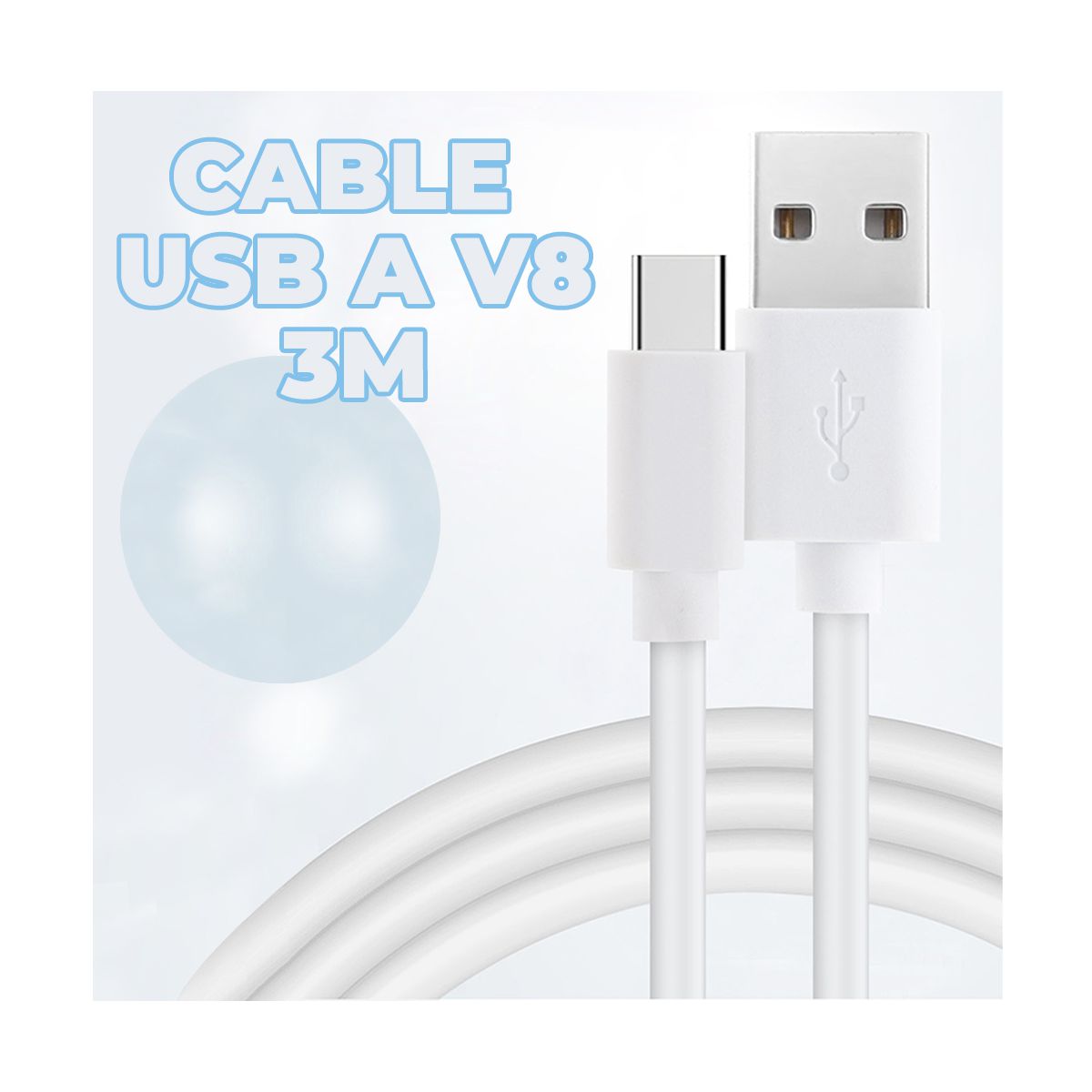 Foto 3 pulgar | Cable De Carga Y Datos Microusb V8 3 Metros 2a Elegate Blanco