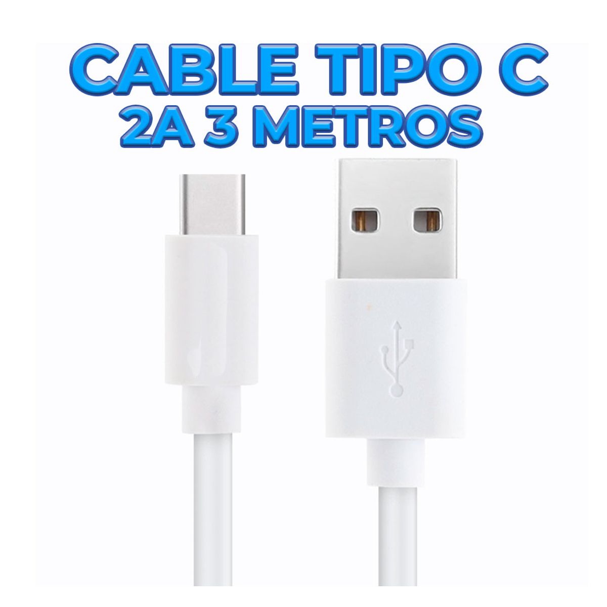 Foto 3 pulgar | Cable De Carga Y Datos Usb Tipo C  3 Metros  2a