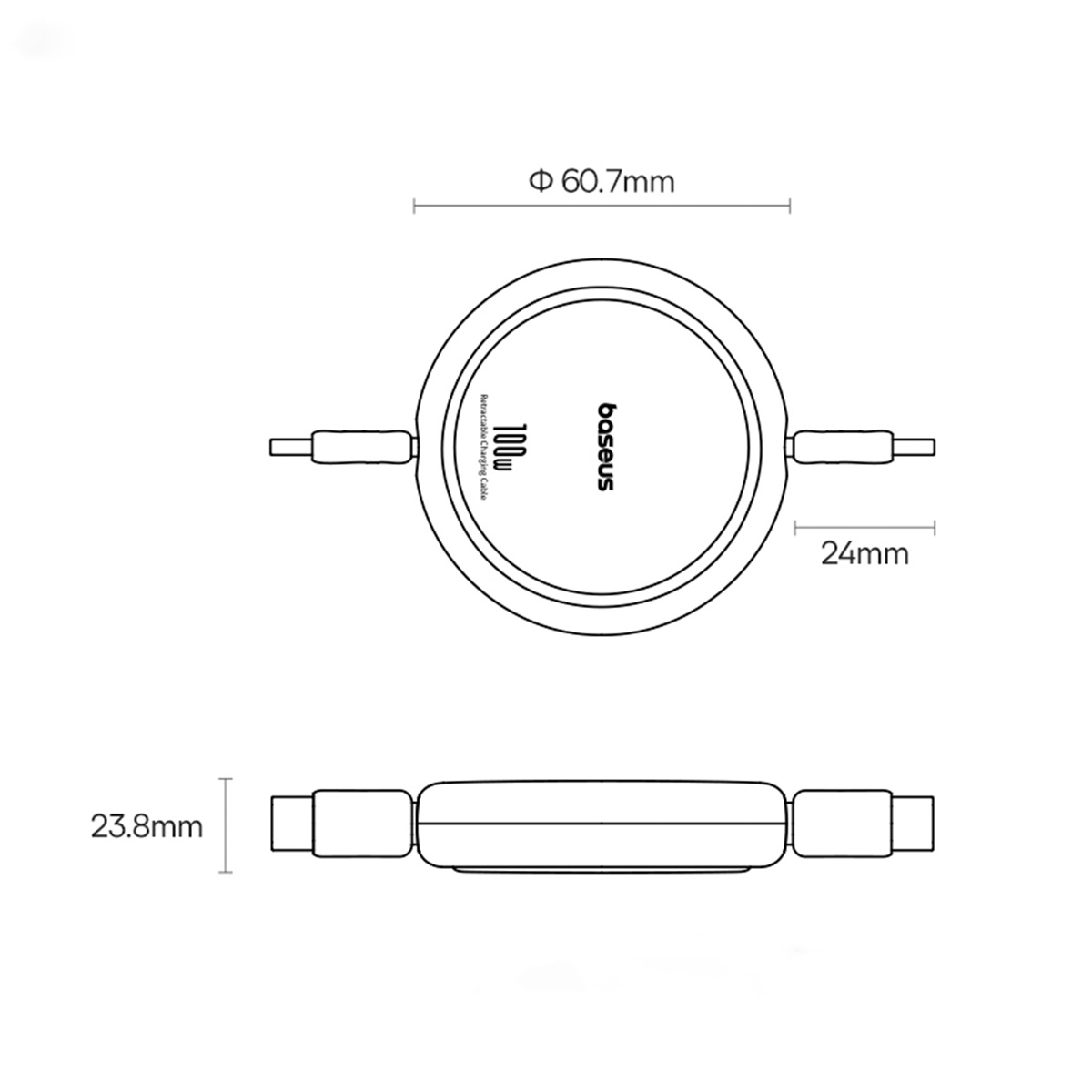 Foto 8 pulgar | Cable Usb C 100w Baseus Free2draw Mini Retráctil 1m Blanco