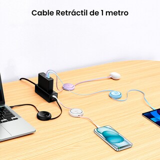 Foto 3 | Cable Usb C 100w Baseus Free2draw Mini Retráctil 1m Negro