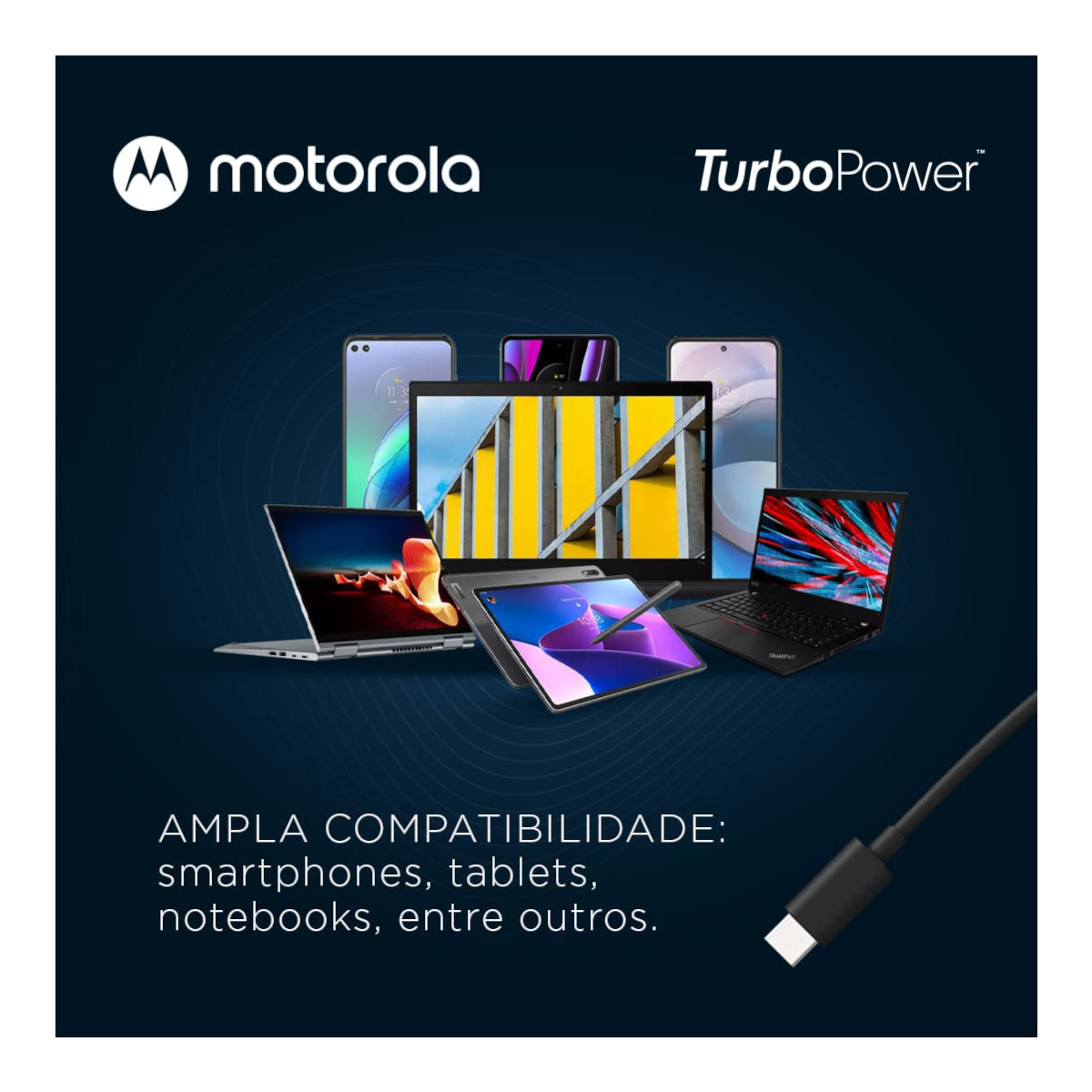 Foto 6 | Cable Tipo C Motorola Negro de 2 M