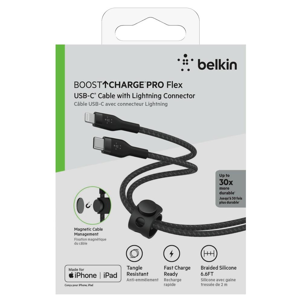 Foto 6 pulgar | Cable Pro Flex Usb-c a Lightning Belkin Negro 2m