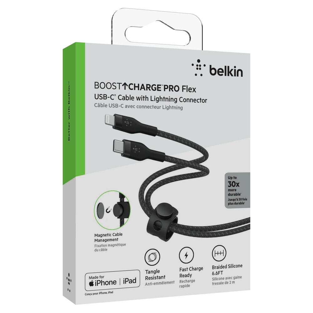 Foto 7 pulgar | Cable Pro Flex Usb-c a Lightning Belkin Negro 2m