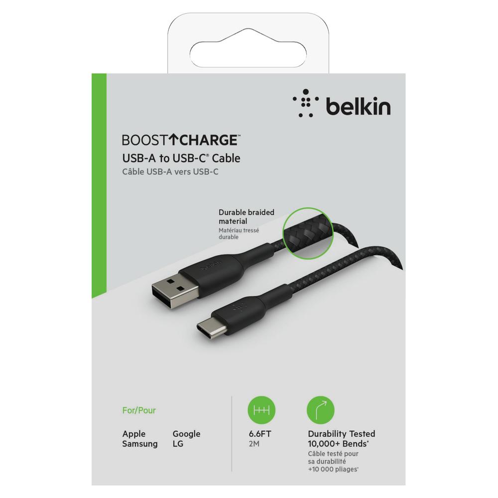 Foto 6 pulgar | Cable Trenzado Usb-c a Usb-a Belkin Negro 2m