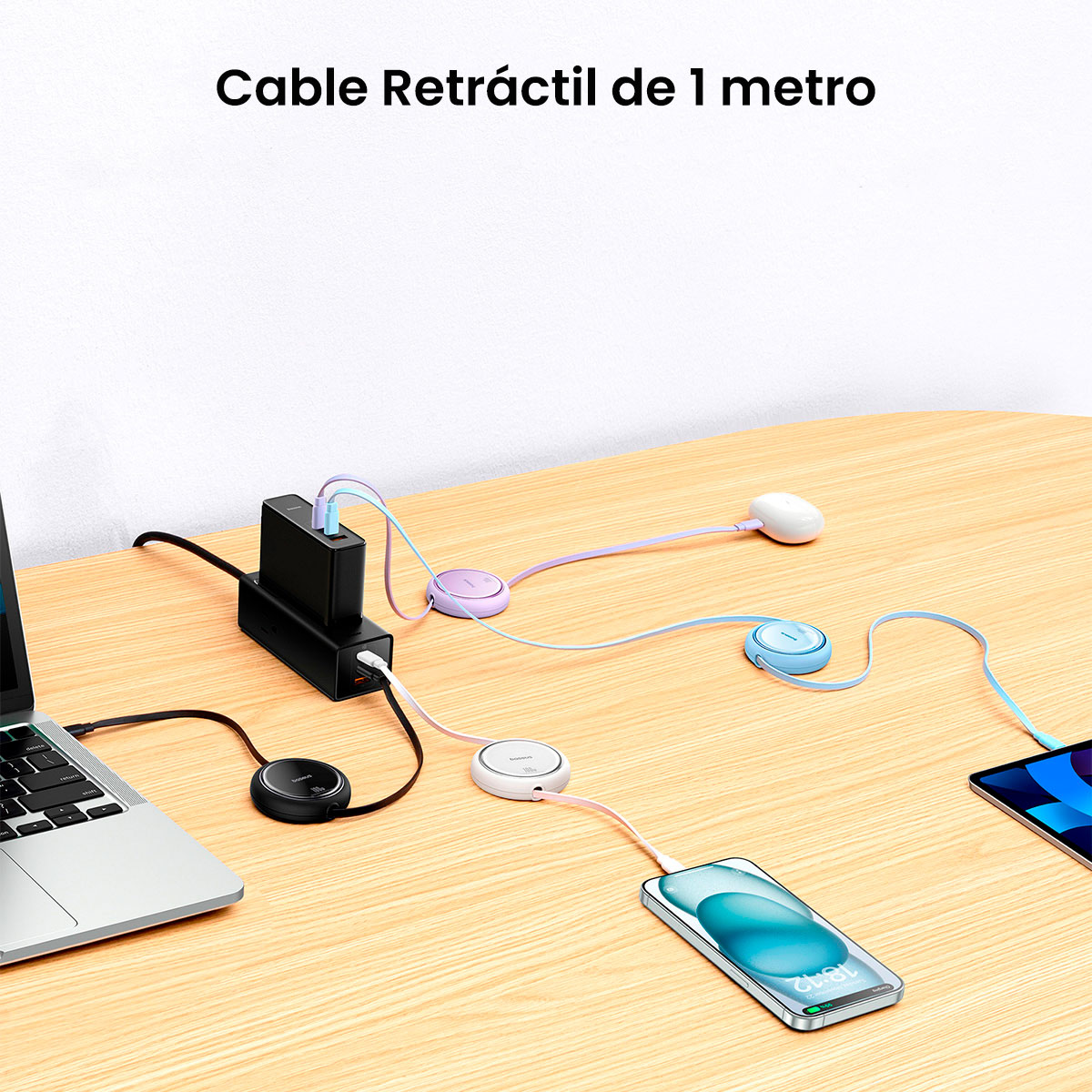 Foto 4 | Cable USB C 100w Baseus Free2draw Mini Retráctil 1m Púrpura