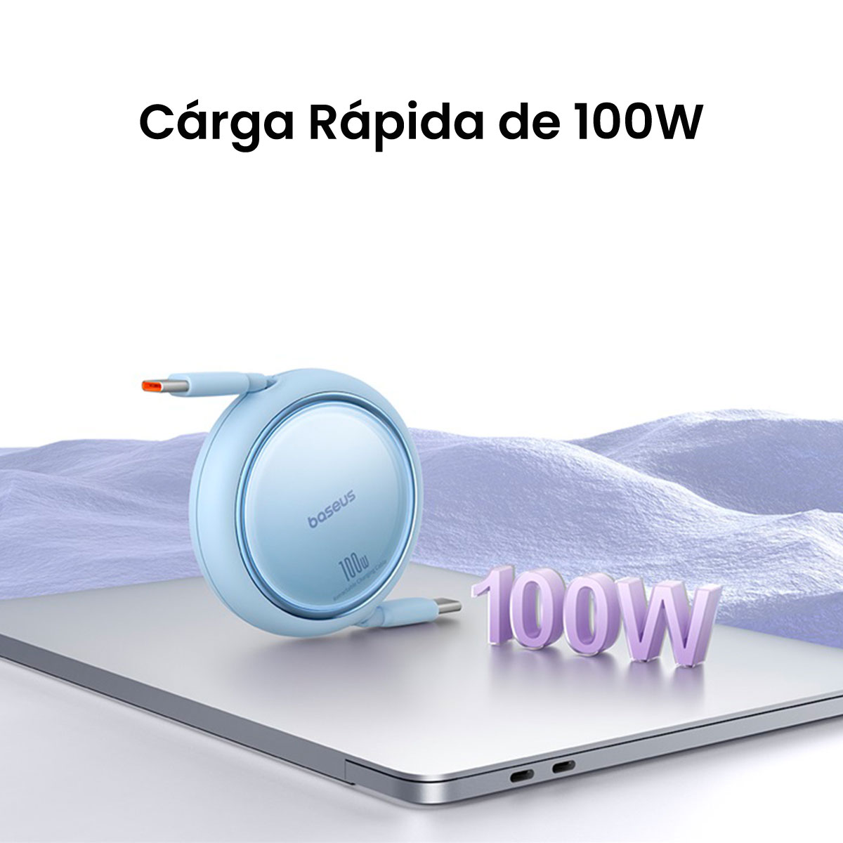 Foto 4 pulgar | Cable USB C 100w Baseus Free2draw Mini Retráctil 1m Azul