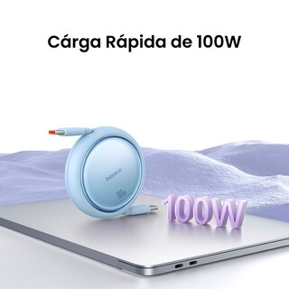 Foto 3 | Cable USB C 100w Baseus Free2draw Mini Retráctil 1m Azul