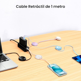 Foto 4 | Cable USB C 100w Baseus Free2draw Mini Retráctil 1m Azul