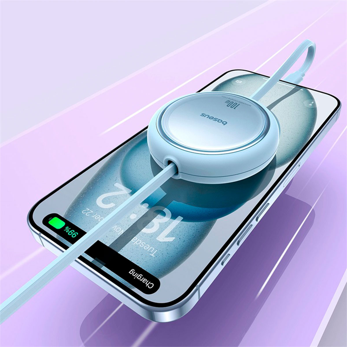 Foto 7 pulgar | Cable USB C 100w Baseus Free2draw Mini Retráctil 1m Azul
