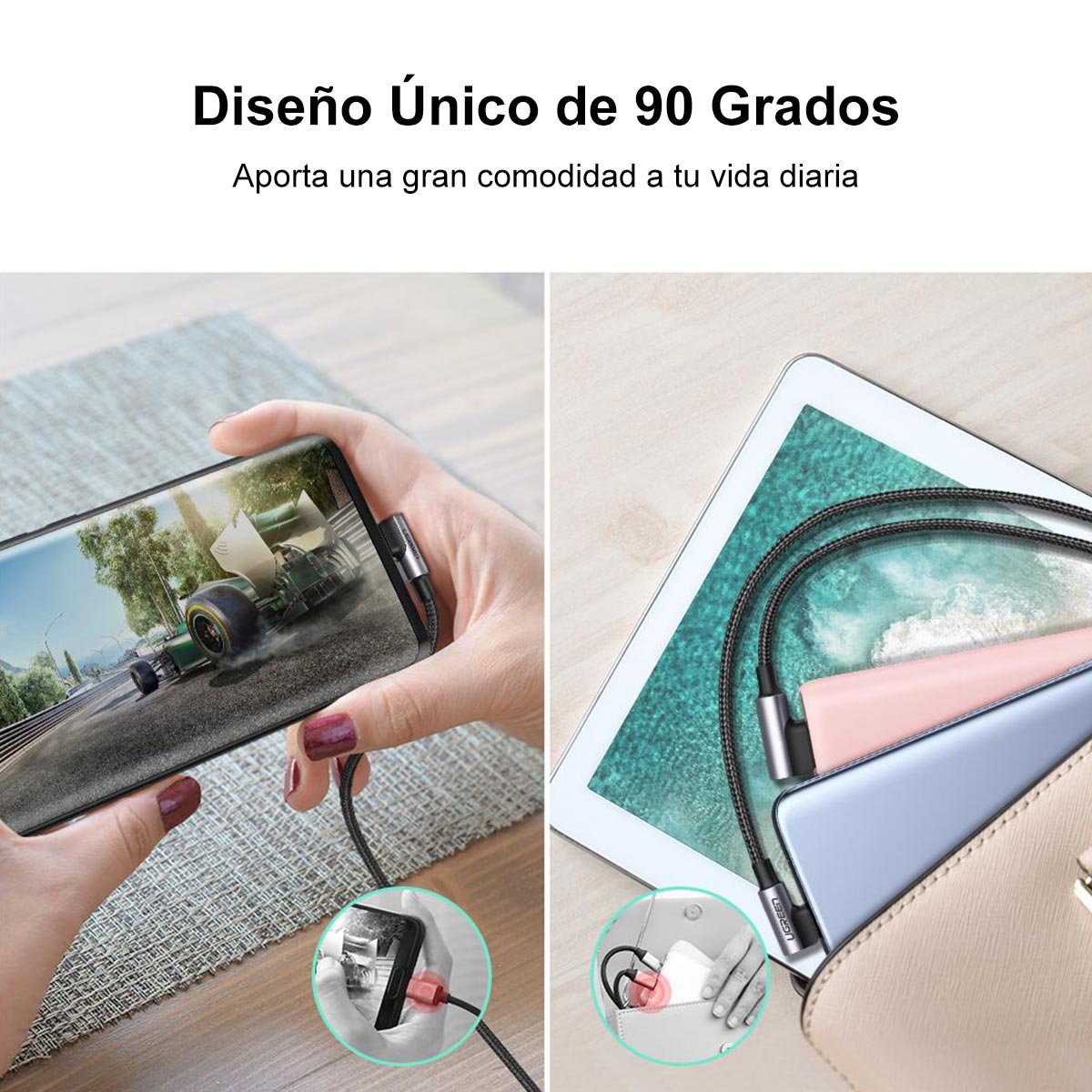 Foto 4 pulgar | Cable Usb A Usb C De 90 Grados Ugreen 20856 Con Carga Rápida De 1m