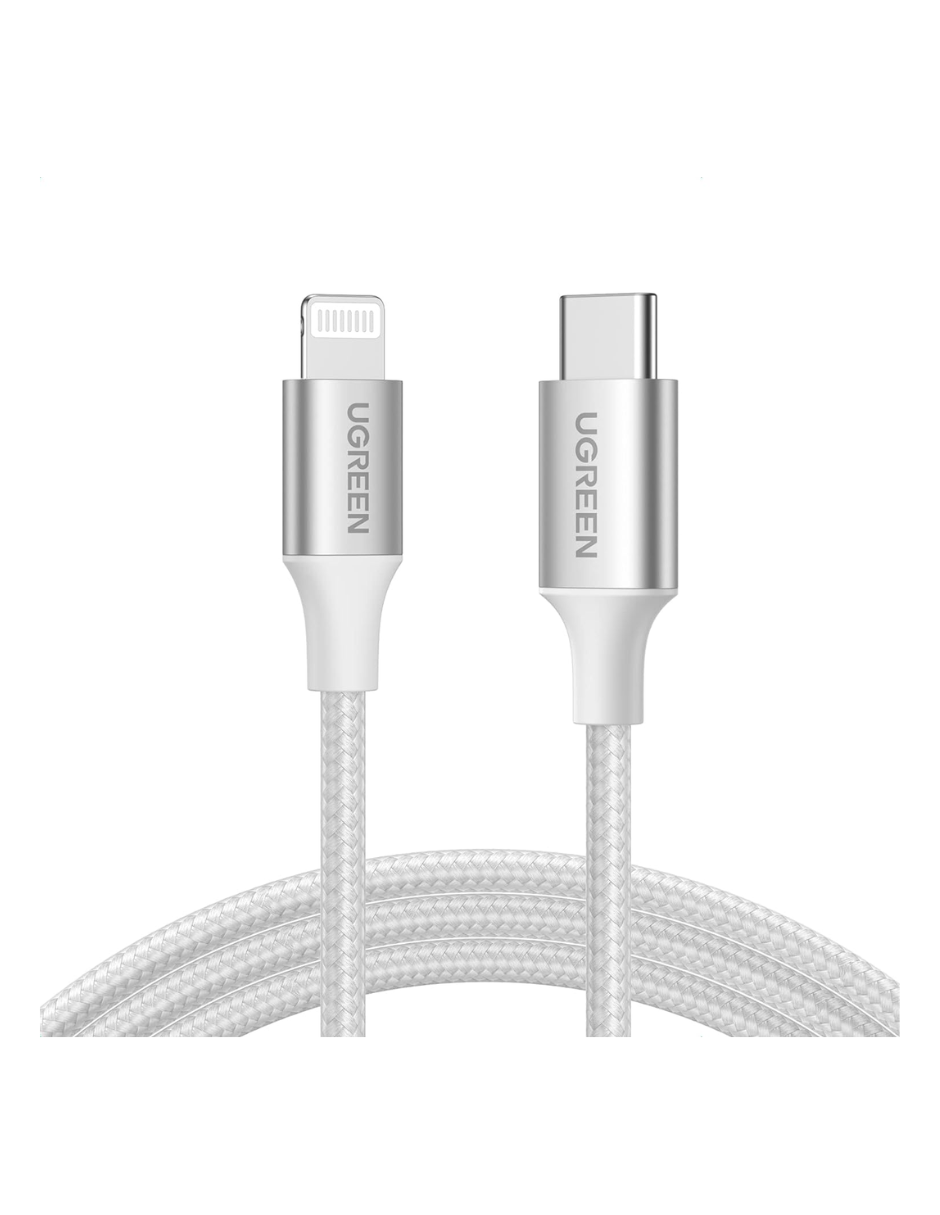 Foto 2 pulgar | Cable USB C a Lightning Reforzado Ugreen 1 m Certificado Mfi Plateado