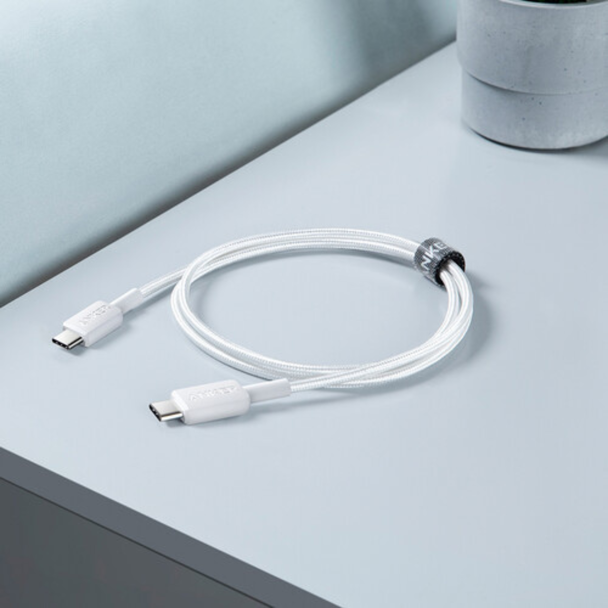 Foto 2 | Cable Usb C-c Anker 322 Trenzado Nylon 1mt Carga Rápida 60w Blanco