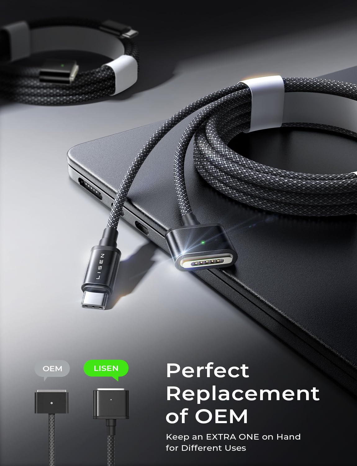 Foto 3 pulgar | Cable Lisen Con Cargador Usb-c Magnetic 3 De 140 W Para Macbook Air/pro - Venta Internacional.